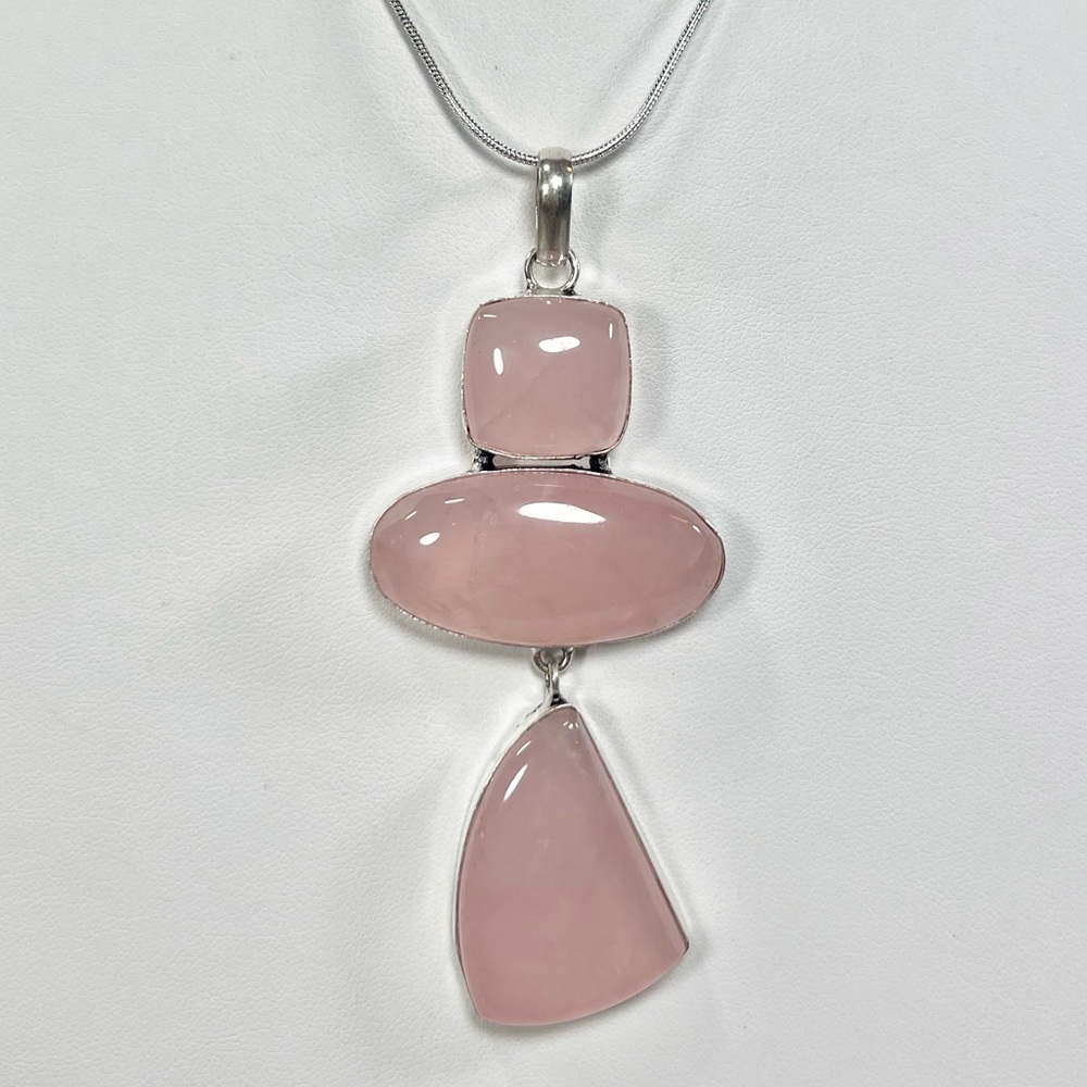 XL Rose Quartz 925 Gemstone Pendant